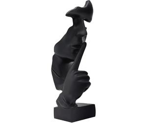 Huhote Thinker Statue, Silence is Gold Abstract Art Sculpture, Ponder Statue, Creative Resin Figurine, Modern Home Ornament, Decoration for Home Room Study Office Table Shelf (Black)