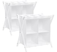 Huhote Two Tier Metal Folding Luggage Rack Stand With Storage 2 X White Suitcase Stands For Home Hotel Suitcase Holders