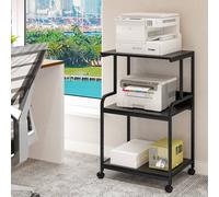 Huhote Versatile 3-Tier Printer Stand with Storage Rolling Printer Cart in Black Huhote Black