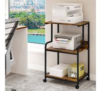 Huhote Versatile 3-Tier Printer Stand with Storage Rolling Printer Cart in Brown Huhote Brown
