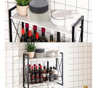 Huhote Wine Rack Wall Mounted Wine Holder 2 Tier Iron Frame for Small Spaces in White Huhote White