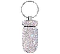 Huhudyy 1Pcs Bling Medicine Pill Bottle Capsule Storage Box Mini Portable Rhinestones Crystal Travel Case Tubes(Colorful)