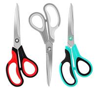 Huhuhero Scissors, 8.7 Multipurpose Scissors Heavy Duty, Titanium Sharp Scissors for Office Home Sewing High School Students, Comfort Grip Handles Scissors Multipack Set of 3, Art Craft Supplies