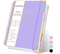 Huhuhero Spiral Notebook Journal, 240 Pages 5 Subject Notebook College Ruled, 7.6" x 10.5", Cute Hardcover Lined Spiral Journals for Work School Writing Women Men, College School Supplies, Purple