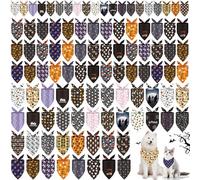 Huhumy 100 Pcs Halloween Dog Bandanas Bulk 3 Sizes Dog Washable Bandana Adjustable Washable Pumpkin Scarf for Halloween Holiday Small Medium Large Pet Supplies