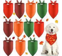 Huhumy 12 Pieces Fall Dog Bandanas Bulk Sublimation Blank Bandanas for Dogs Heat Transfer Triangle Bibs for Small Medium Large Puppy Pets Halloween Christmas Costume(Red Green Orange Brown)