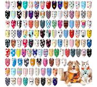 Huhumy 150 Pcs Dog Bandanas Bulk Pet Bibs Colorful Triangle Scarf Pet Bandanas for Medium Large Dogs Spring Summer Birthday Costume Decoration (Paw)