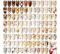 Huhumy 150 Pcs Fall Dog Bandanas Bulk Thanksgiving Pet Bibs Triangle Scarf Autumn Pet Bandanas for Medium Large Dogs Fall Autumn Harvest Festival Thanksgiving Costume Decor