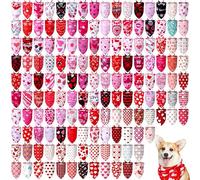 Huhumy 150 Pcs Valentine's Day Dog Bandanas Pet Dog Bandanas Bibs Bulk Love Valentines Triangle Dog Scarf for Medium Large Dog Valentine's Day Costume Accessories Decoration