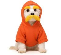 Huhumy 2 Pcs Halloween Dog Costumes Orange Pet Costume Hoodies with Yellow Beard for Medium Dog, Cute Doggy Cosplay Outfit for Halloween Birthday Party