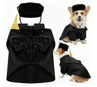 Huhumy 3 Pcs Dog Cat Graduation Costume Set, Include 2026 Pet Graduation Cap and Gown with Stole Tassel Puppy Kitty Grad Doctoral Tam for Dogs Cats Holiday Party Costume Accessory(Black,L)