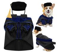 Huhumy 3 Pcs Dog Cat Graduation Costume Set, Include 2026 Pet Graduation Cap and Gown with Stole Tassel Puppy Kitty Grad Doctoral Tam for Dogs Cats Holiday Party Costume Accessory(Royal Blue,L)