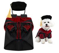 Huhumy 3 Pcs Dog Cat Graduation Costume Set, Include 2026 Pet Graduation Cap and Gown with Stole Tassel Puppy Kitty Grad Doctoral Tam for Dogs Cats Holiday Party Costume Accessory(Red,M)