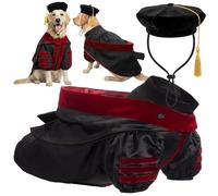 Huhumy 3 Pcs Dog Cat Graduation Costume Set, Include 2026 Pet Graduation Cap and Gown with Stole Tassel Puppy Kitty Grad Doctoral Tam for Dogs Cats Holiday Party Costume Accessory (Red,XL)
