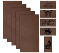 Huhumy 5 Pieces Laserable Leather Sheets Leatherette Sheets for Laser Engraving Leather Laser Engraving Supplies for Art Craft Supplies and Materials(12 x 24 Inch,Dark Brown)
