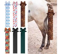 Huhumy 6 Pcs Horse Tail Bag Breathable Guard 22" Slip on Horse Care Tail Wrap 2 Strand Closure Straps Grooming Supplies to Keep from Dirt Breakage Rubbing 6 Designs(Vintage Style)