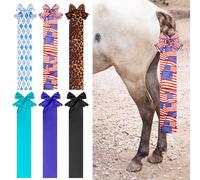 Huhumy 6 Pcs Horse Tail Bag Breathable Horse Tail Guard Slip on Horse Tail Wrap 2 Strand Closure Straps Horse Grooming Supplies to Keep Tail from Dirt Breakage Rubbing 6 Designs (Modern Style)