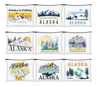 Huhumy 9 Pcs City Cosmetic Bag New York Souvenir Zipper Pouch Los Angeles Souvenir Gifts Italy Paris Broadway Alaska Makeup Purse for Girls Women Traveler Birthday Christmas Party Favors, Multicolor,