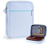 Huhumy Bible Cover Case for Women, Durable Carrying Book Case Church Bag for Biblical Accessories, Seersucker Book Protector for Scriptures, Christian Gift for Books Lovers(Blue)