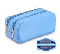 Huhumy Daily Contact Lens Organizer Case Portable Storage Case for Disposable Travel Water-Resistant Contact Silicone Kit Dispenser Storage up to 60 lenses (Blue)