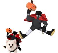 Huhumy Dog Halloween Costume Headless Horseman Funny Pet Cosplay Rider Outfit with Pumpkin Prop in Hand Adjustable Medieval Costume for Large Medium Small Dogs Clothes Halloween Party(S)