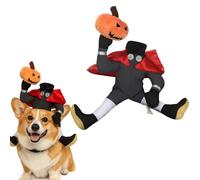Huhumy Dog Halloween Costume Headless Horseman Funny Pet Cosplay Rider Outfit with Pumpkin Prop in Hand Adjustable Medieval Costume for Large Medium Small Dogs Clothes Halloween Party(L)
