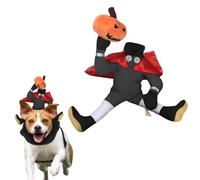Huhumy Dog Halloween Costume Headless Horseman Funny Pet Cosplay Rider Outfit with Pumpkin Prop in Hand Adjustable Medieval Costume for Large Medium Small Dogs Clothes Halloween Party(M)