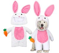 Huhumy Walking Bunny Pet Costume Funny Easter Bunny Dog Costumes with Arms and Trousers Sleeves Halloween Fluffy Rabbit Outfit Costume for Dogs and Cats(M)