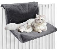 HuhWafee Hanging Bed for Cats Heating, Radiator Bed for Cats, Comfortable Cat Bed for Heaters, Plush Fabrics Cat Hammock for Heaters, Hanging, Sturdy Metal Frame, Plush Fabric, Foldable (Grey)