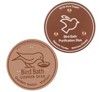 HuhWafee Pack of 2 Bird Bath Cleaner Copper Plate, Cleaning Disc with Three-Point Holder, Bird Baths Keep Clean, 99.99% Pure Copper, Safe Water Cleaning, for Bird Bath Fountain
