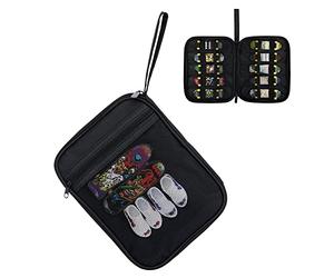 HUHYNN 10 Fingerboard Carrying Case Compatible with Tech Deck, Storage Case Compatible with Teck Deck Finger Skateboards, Fingerboard Carry Case Holds 10 Mini Finger Skateboards(Bag Only) (Black)