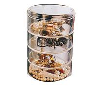 HUI JIN Jewellery Organiser Box 4 Layers Clear Acrylic 360° Rotating Cosmetic Storage Spin Holder for Necklace Bracelet