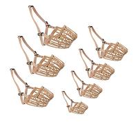 HUI JIN Plastic Basket Muzzle Adjustable Dog Muzzle for Small Medium Large Dogs,Light Khaki,Pack of 7