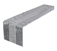 HUI JIN Table Runner Velvet Bling Table Runner Washable Silver Sparkle 32 * 180 Grey