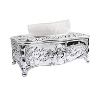 HUI JIN Tissue Holder Rectangular Tissue Box Creative Exquisite Design Acrylic Plating for Home Office Car (Sliver)