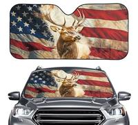 HUIACONG American Flag Front Windshield Sun Shade July 4th Patriotic Auto Shade for Cars Trucks SUVs Vans Blocks UV Rays America 250th Sun Visor Protector Easy Setup Keeps Your Vehicle Cool