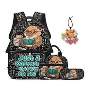 HUIACONG Capybara Kids Backpack for Boys Toddler Funny Math Bookbag with Lunch Box and Pencil Case Children Back to School Gifts