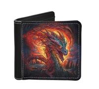 HUIACONG Cool Dragon Mens Wallet Bifold Slim,Moon Starry Leather Wallets Thin for Boys Gifts Travel Cash Coins Photos Organizer Wallets with Credit Cards Ponch