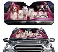 HUIACONG Funny Animal Front Windshield Sun Shade Dog Drive Sunshades with 4 Suction Cups Keep Vehicle Cool Protect Your Car from Sun Heat Glare Best UV Ray Visor Protector