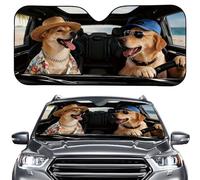 HUIACONG Funny Dog Car Windshield Sun Shade Golden Retriever Front Window Car Sun Shade Windshield Block UV Rays Sun Shade Visor Protector for Sedan Truck SUV Accessories