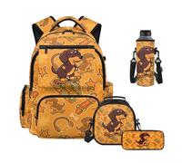 HUIACONG Kids Dachshund Backpacks 4PCS Set Elementary School Skateboard Puppy Backpacks with Lunch Box Pencil Case Water Bottle Sleeve for 6-8 8-10 Years