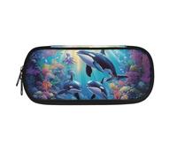 HUIACONG Killer Whale Large Girls Pencil Case for Secondary School Octopus Pencilcase Aesthetic Pencils Case Kids Pencil Pouch