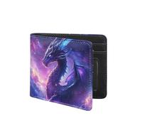 HUIACONG Men Slim Thin Wallets with 2 Id Windows Card Bag Cash Coins Storage, Cool Dragon Starry Purple, One Size