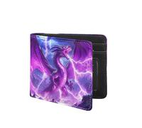 HUIACONG Men Slim Thin Wallets with 2 Id Windows Card Bag Cash Coins Storage, Lightning Dragon Cool, One Size