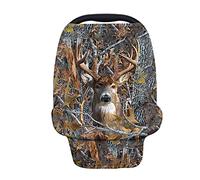 HUIACONG Stretchy Baby Car Seat Covers for Boys Camo Deer Infant Nursing Cover Carseat Canopy Girls Newborn Breastfeeding Scarf/Shawl Soft Breathable Stroller Cover