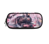 HUIACONG Train Pencil Case for Girls Secondary School Cherry Blossom Pencilcases Kids Pencil Cases Aesthetic Pencil Pouch