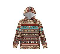 HUIACONG Tribal Aztec Geometry Crewneck Hoodies Pullover Sweatshirt for Girls Age 14 16 Juniors Kids Loose Sweater Long Sleeve Hooded Jacket with Pockets