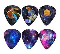 HUIACONG Universe Galaxy Guitar Picks 6 Pack, Space Planet Print Guitar Picks Heavy Gauge 0.96mm Thickness Guitar Plectrums for Girls Boys Teen School Music Party