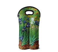 HUIACONG Van Gogh Irises Wine Carrier Reusable Neoprene Wine Cooler Bag with Secure Carry Handle Bottle Protective for Special Occasion Birthday Anniversary