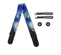 HUIACONG Van Gogh Starry Sky Guitar Straps,Adjustable Shoulder Strap Guitar Accessories for Bass Acoustic Electric Guitars,Straps Lock,Leather Ends & Polyester